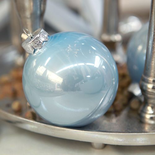 Artículo Juego de bolas en azul/plata – mate y brillante, decoración de vidrio para floristería de invierno 7,5 cm 12 piezas