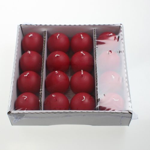 Floristik24 Velas bola 60mm rojo 16uds