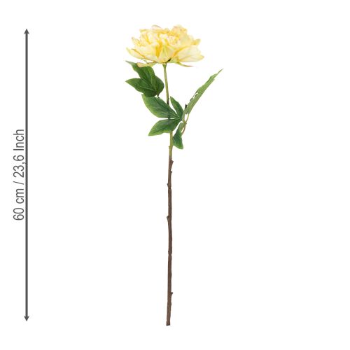 Artículo Peonía artificial con gran flor para un diseño interior floral atemporal, 60 cm, 3 piezas