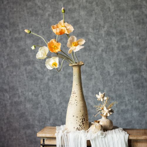 Artículo Flor de amapola artificial para decoración y diseño de bodas, 95 cm, 3 piezas