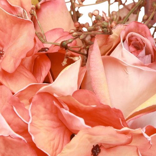 Artículo Ramo de flores artificiales hortensia rosa eucalipto L33cm