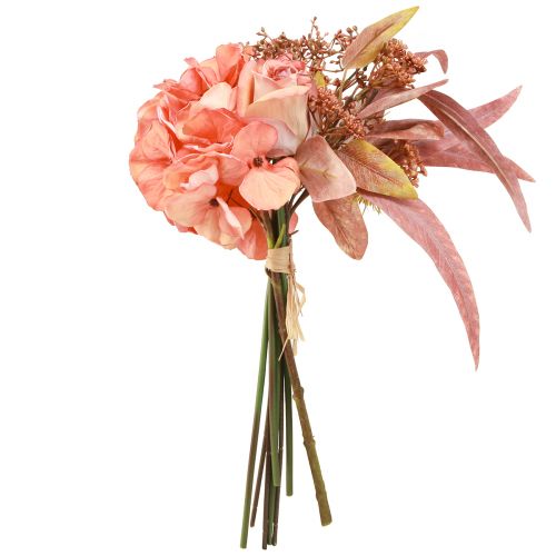 Artículo Ramo de flores artificiales hortensia rosa eucalipto L33cm