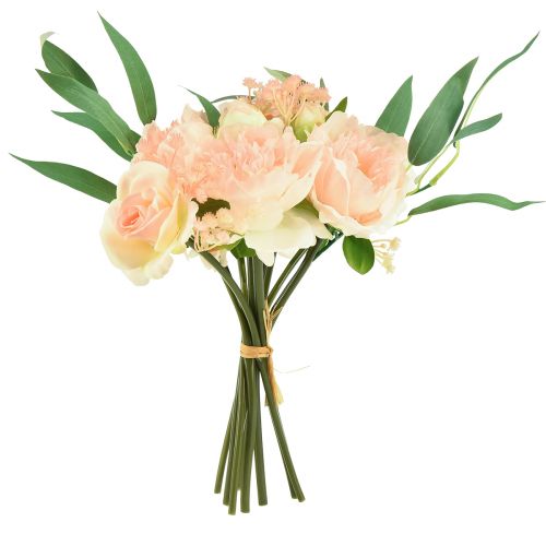 Floristik24 Ramo de flores artificiales peonías paeonia rosas eucalipto artificial 32cm