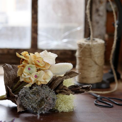 Artículo Ramo de flores artificiales hortensia rosa aspecto seco decoración vintage 38 cm