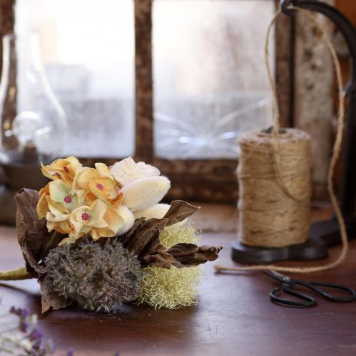 Artículo Ramo de flores artificiales, rosa, hortensia, aspecto seco, decoración vintage, 38 cm