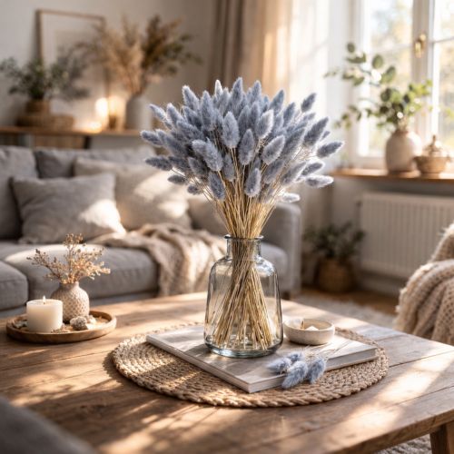 Artículo Hierba de cola de liebre seca (Lagurus) gris para ramos de flores secas, 60 cm, 75 g