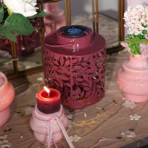 Artículo Farol con motivo de hojas, alimentado por energía solar, para una iluminación ambiental exterior, 25 cm