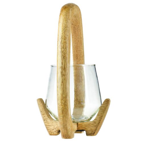 Artículo Farol de madera y cristal para decoración de salón Ø12cm H20cm