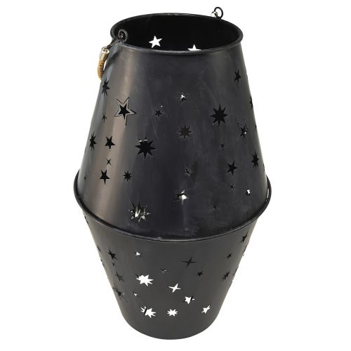 Artículo Farol colgante de metal antracita con estrellas - Ø18,5 cm, altura 50 cm - Elegante iluminación interior y exterior