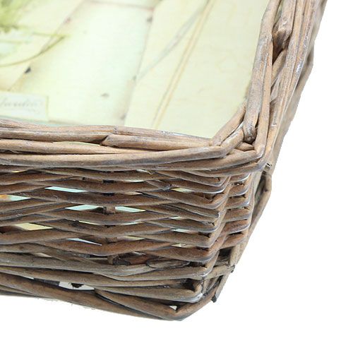 Floristik24 Cesta de mimbre con motivo lavanda 20cm
