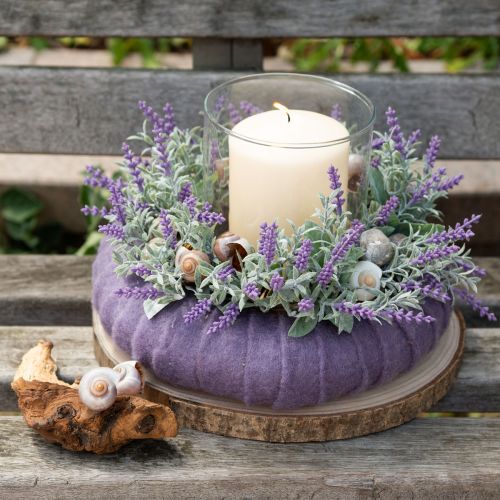 Artículo Corona de lavanda flocada Ø25cm