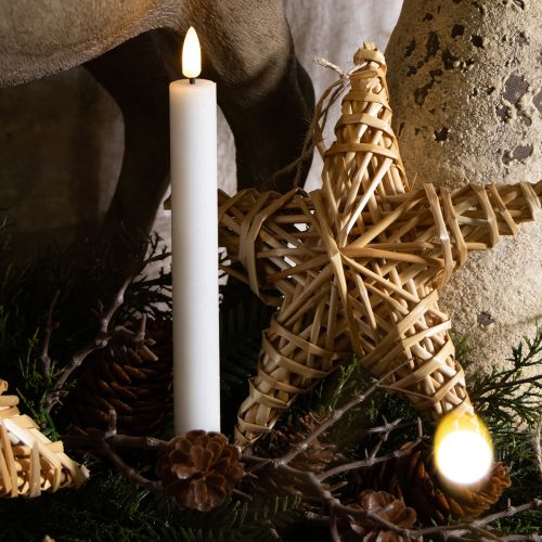 Artículo Velas LED blancas cónicas de cera blanca cálida de 24,5 cm, 2 unidades