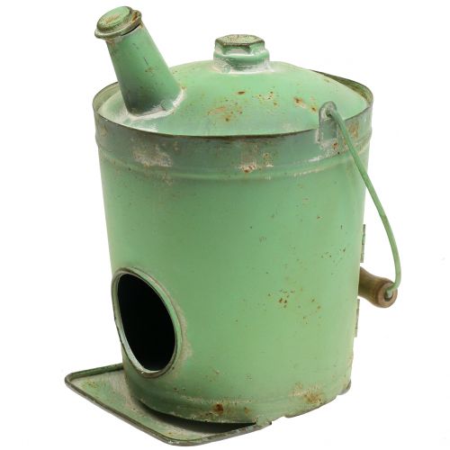 Floristik24 Barril de aceite de pajarera verde antiguo Ø17cm H23cm