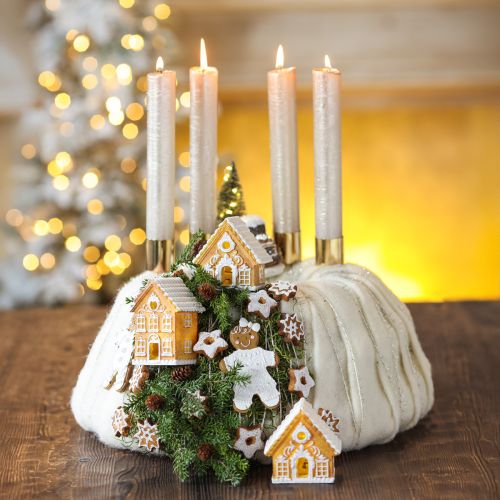 Floristik24 Casa de luz LED casita de jengibre marrón blanco Al.8/10cm 4ud