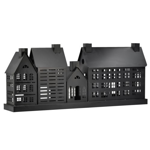 Floristik24 Casas luminosas antracita de metal 80x15x35 cm – elegante decoración de mesa