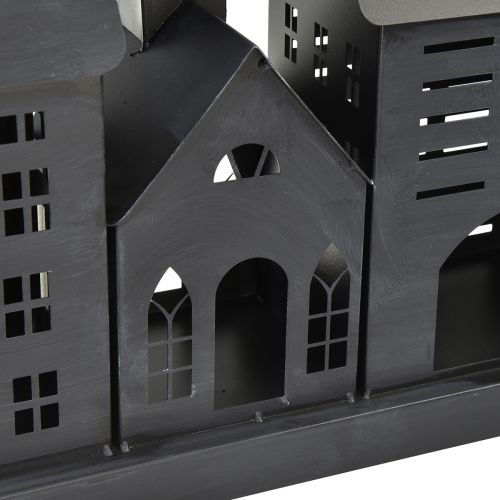 Floristik24 Casas luminosas antracita de metal 80x15x35 cm – elegante decoración de mesa