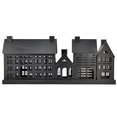 Floristik24 Casas luminosas antracita de metal 80x15x35 cm – elegante decoración de mesa