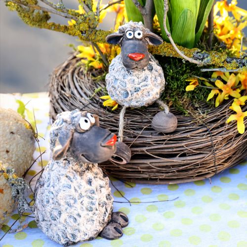 Artículo Gracioso taburete decorativo con borde de Pascua de oveja marrón Al. 15 cm 3 piezas