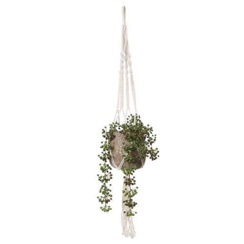 Artículo Cesta colgante de macramé para maceta Ø18–19cm crema Al.85cm