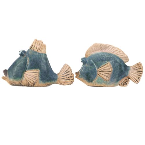 Artículo Decoración marinera pez decoración cerámica azul surtido 19/17cm 2uds