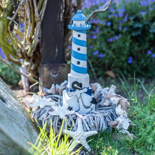 Faro de decoración marítima azul claro 34cm | Floristik24.es