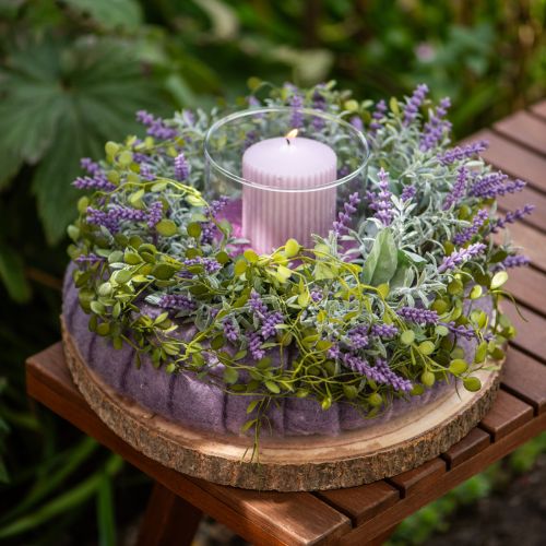 Artículo Corona de lavanda mediterránea Ø50cm, corona de flores artificiales con lavanda y romero
