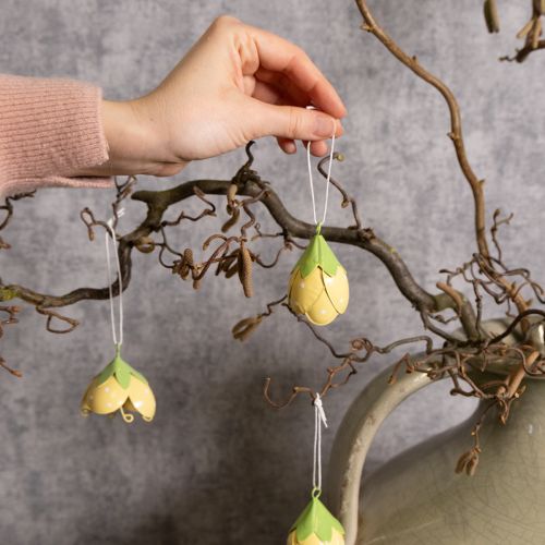 Artículo Flor colgante de metal para decoración romántica de interior y exterior, 6 cm, 6 piezas