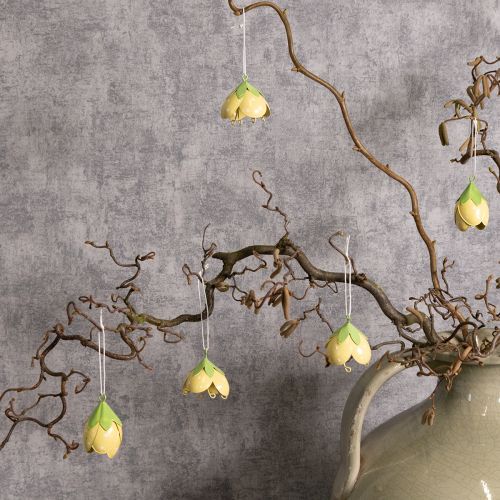 Artículo Flor colgante de metal para decoración romántica de interior y exterior, 6 cm, 6 piezas