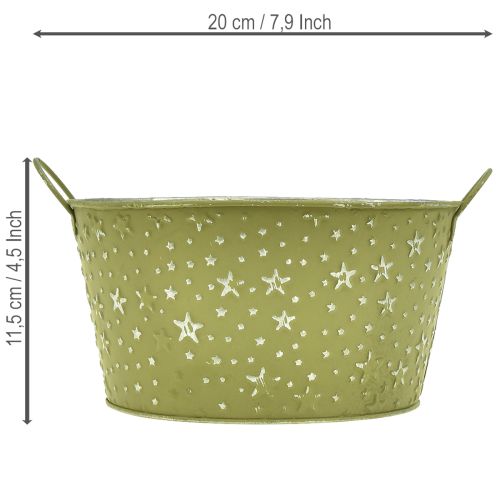 Artículo Bol de metal con estrellas y asas, verde, Ø20cm, H11,5cm