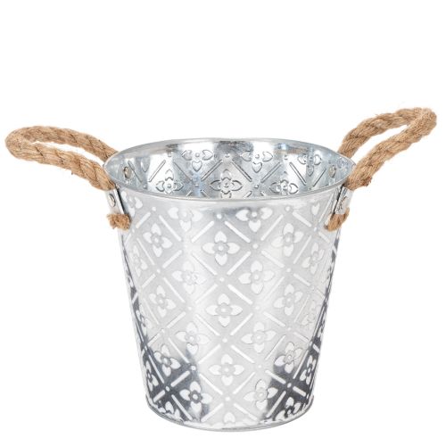 Maceta metálica para plantar, maceta con asas, jardinera con estampado floral Ø18cm comprar | Floristik24.es