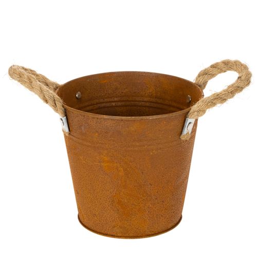 Maceta de metal con asas, maceta para hierbas, decoración de óxido Ø16,5cm H15cm | Floristik24.es