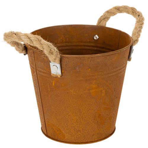 Maceta de metal con asas, maceta para hierbas, decoración de óxido Ø16,5cm H15cm comprar | Floristik24.es