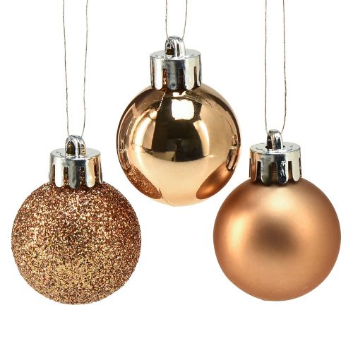 Floristik24 Mini bolas de árbol de Navidad bronce irrompibles Ø3cm H3.5cm 14ud
