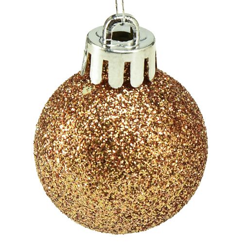 Artículo Mini bolas de árbol de Navidad bronce irrompibles Ø3cm H3.5cm 14ud