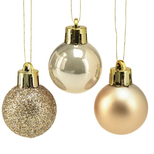 Mini bolas de árbol de Navidad Perla Plástico dorado Ø3cm 14 piezas