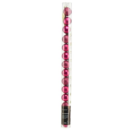 Artículo Mini bolas de árbol de Navidad rosa irrompible Ø3cm H3.5cm 14 piezas