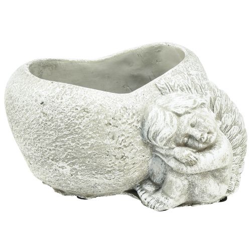 Artículo Mini macetero tumba ángel ángel gris planta corazón 16×12cm H9.5cm
