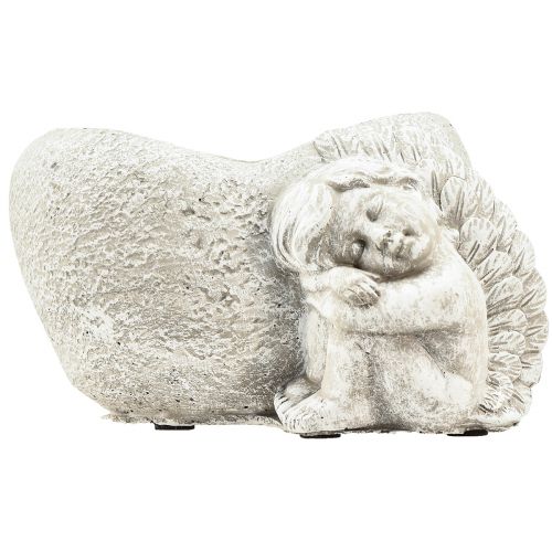 Artículo Mini macetero tumba ángel ángel gris planta corazón 16×12cm H9.5cm