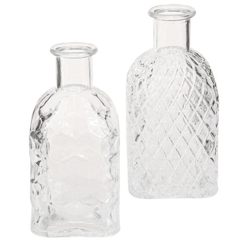 Floristik24 Mini jarrones Botellas decorativas de vidrio cuadradas Al. 13 cm 4 piezas