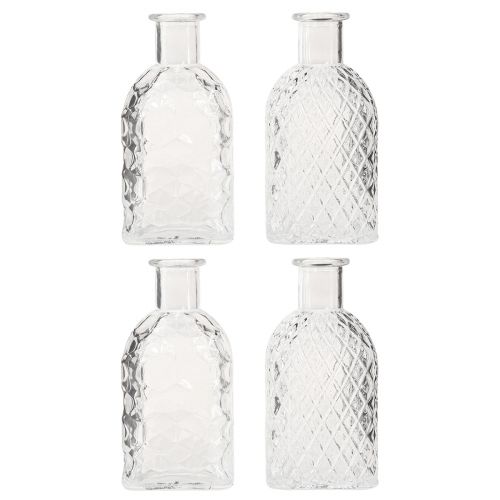 Floristik24 Mini jarrones Botellas decorativas de vidrio cuadradas Al. 13 cm 4 piezas
