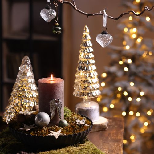 Artículo Mini árbol de Navidad con iluminación LED plata oro 28cm