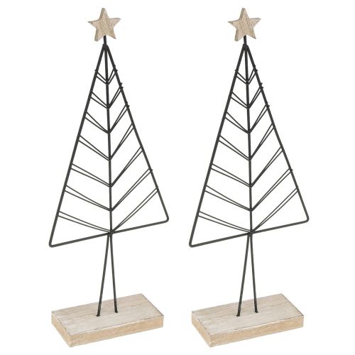 Floristik24 Mini árbol de Navidad metal madera negro natural 28cm 2ud