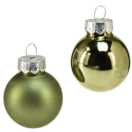 Floristik24 Mini bolas de árbol de Navidad vidrio verde mix Ø2,5cm 22 piezas