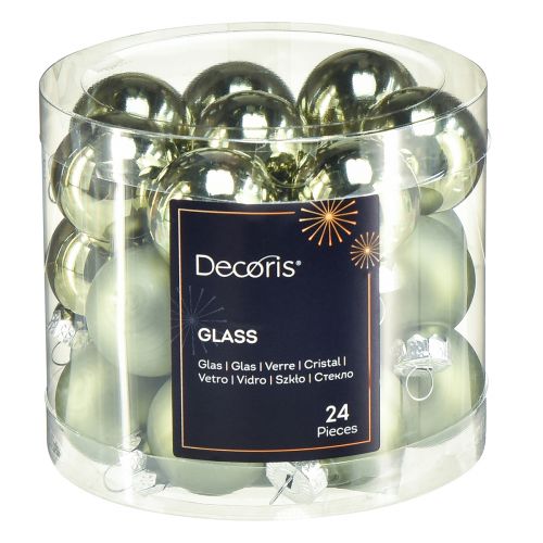 Floristik24 Mini bolas de árbol de Navidad vidrio verde mix Ø2,5cm 22 piezas