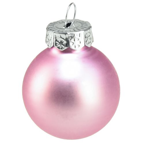 Artículo Mini bolas de árbol de Navidad de cristal violeta claro Ø2,5cm 22 piezas
