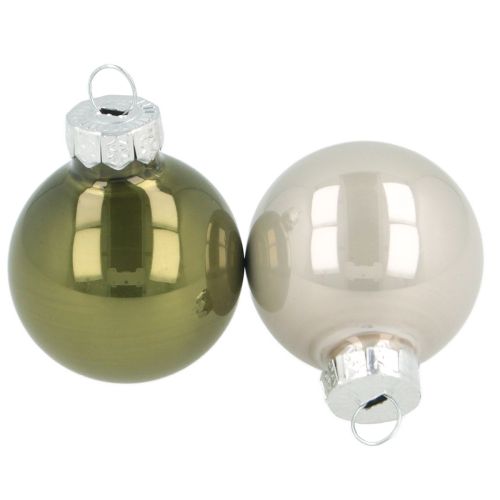 Mini bolas navideñas de cristal verde plata gris Ø3cm 22uds