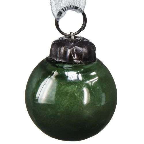 Artículo Mini bolas navideñas bolas de cristal verde Ø3cm 18 piezas en vaso