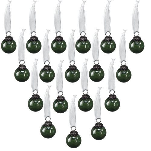 Artículo Mini bolas navideñas bolas de cristal verde Ø3cm 18 piezas en vaso