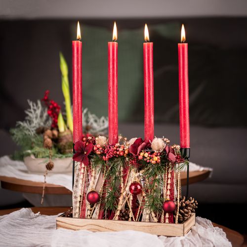 Artículo Mini bolas navideñas mezcla roja vidrio real Ø3cm 9 piezas
