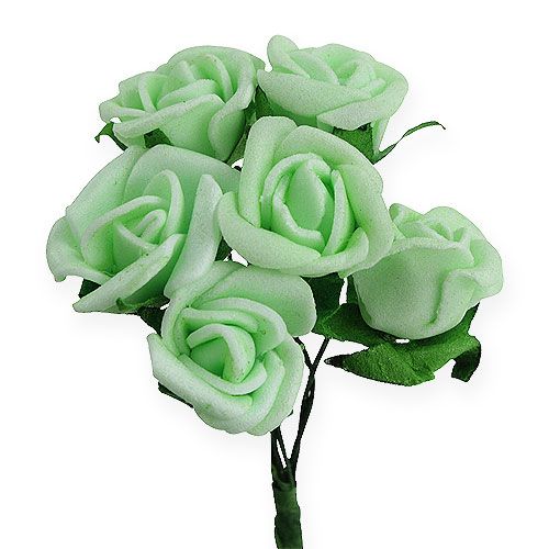 Floristik24 Mini rosas de espuma Ø2,5cm verde 72 piezas